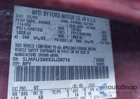 2003 Lincoln Navigator from USA, damaged, VIN 5LMFU28RX3LJ28710